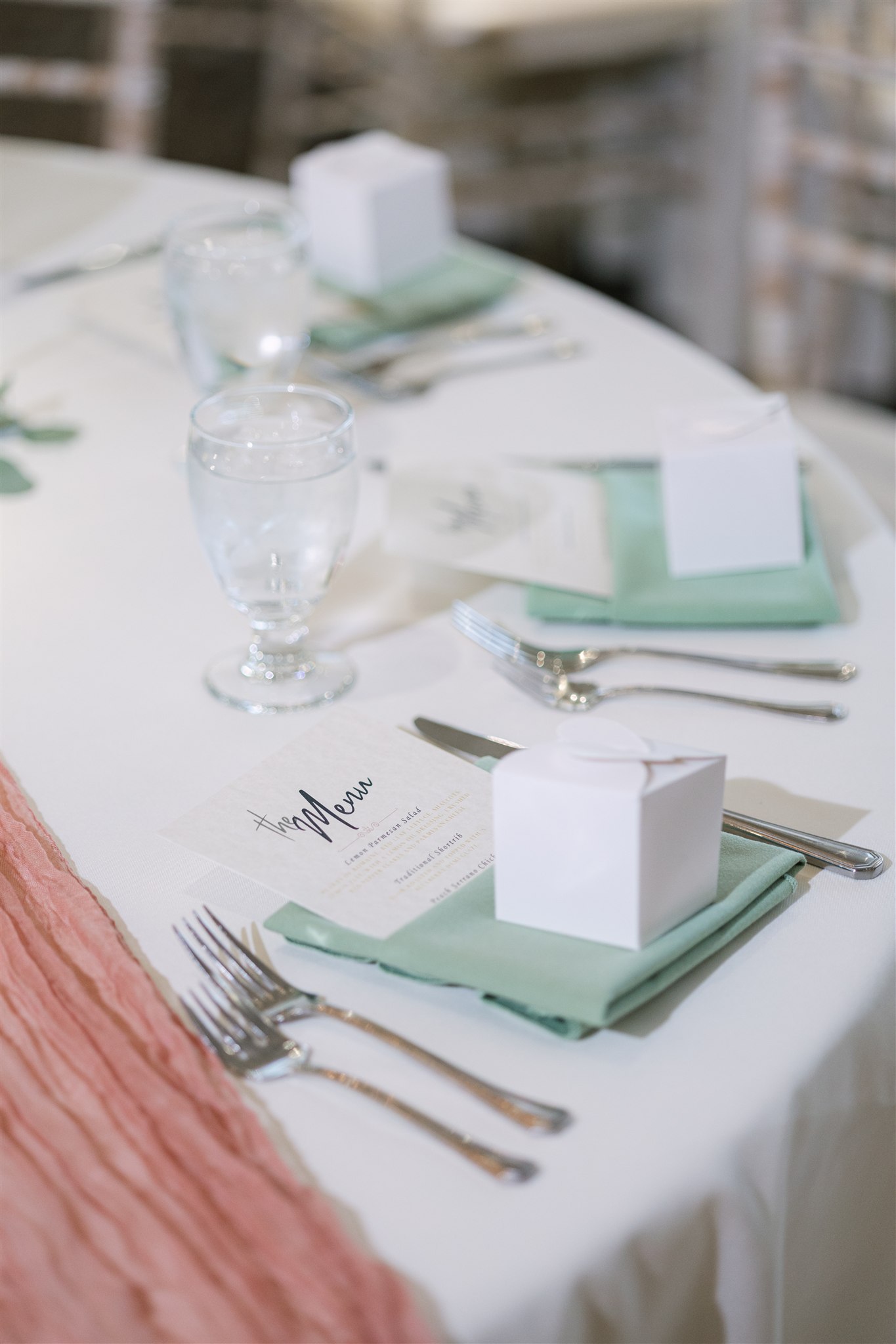 Wedding menu with place setting favor