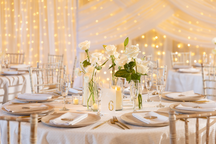 twinkle light draping table